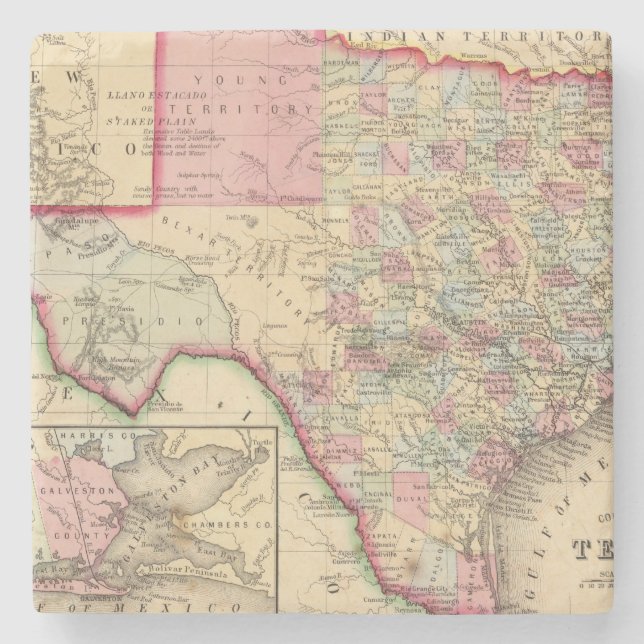 Texas Map by Mitchell Stone Coaster (Front)