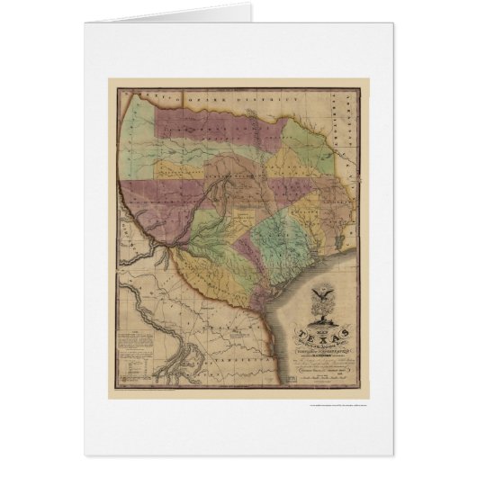 Texas Map By Stephen Austin 1837 Cards (Front)