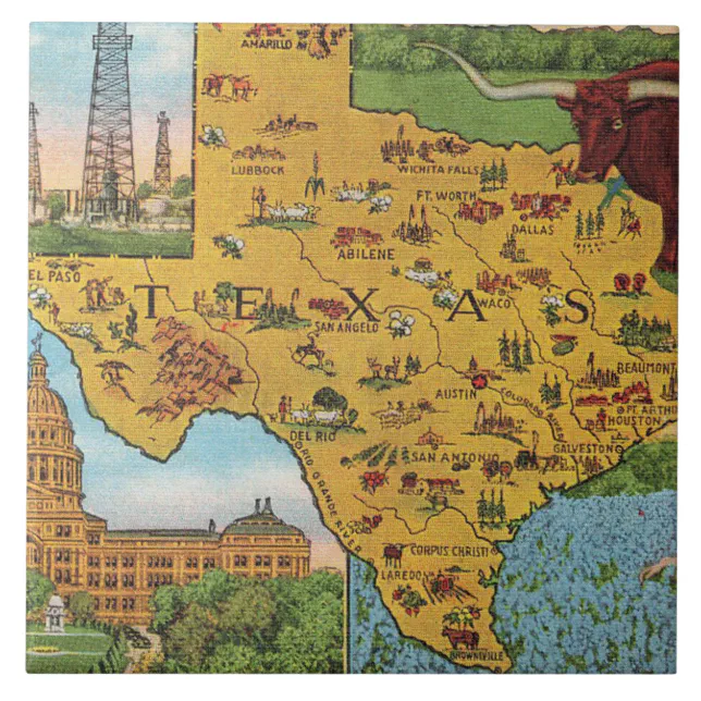 Texas Map Ceramic Tile | Zazzle