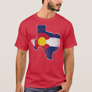 Texas Map Colorado Flag Family Home Vacation Love T-Shirt