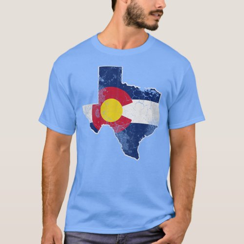 Texas Map Colorado Flag Family Home Vacation Love T_Shirt