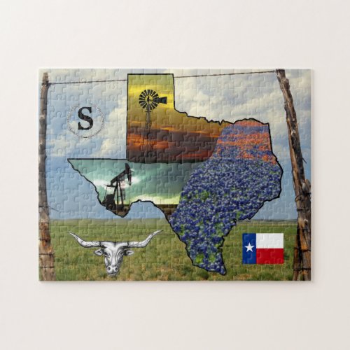Texas _ map colorful photos 11x14 size jigsaw puzzle