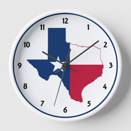 Texas map flag clock