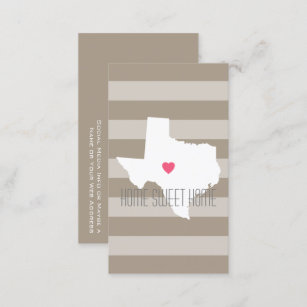Texas Map Home State Love with Custom Heart Business Card