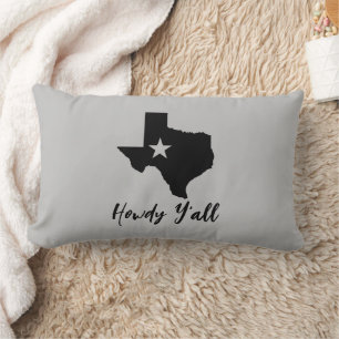 Texas Map Lone Star State Howdy Y'all Lumbar Pillow