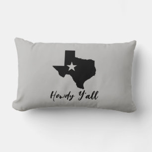 Texas Map Lone Star State Howdy Y'all  Lumbar Pillow