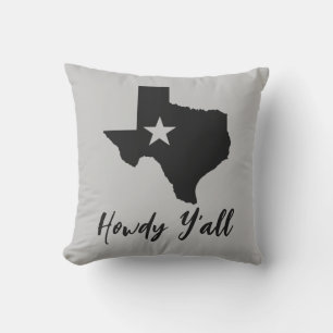 Texas Map Lone Star State Howdy Y'all Outdoor Pillow