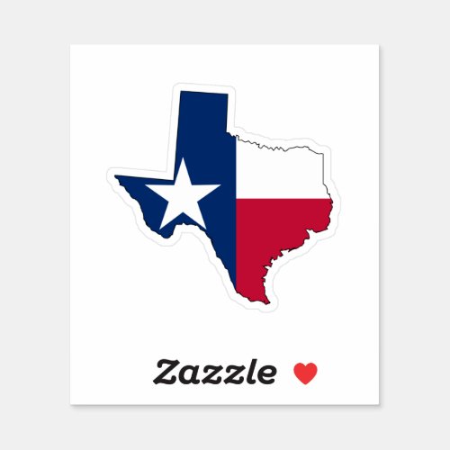 Texas Map Outline and Flag Sticker