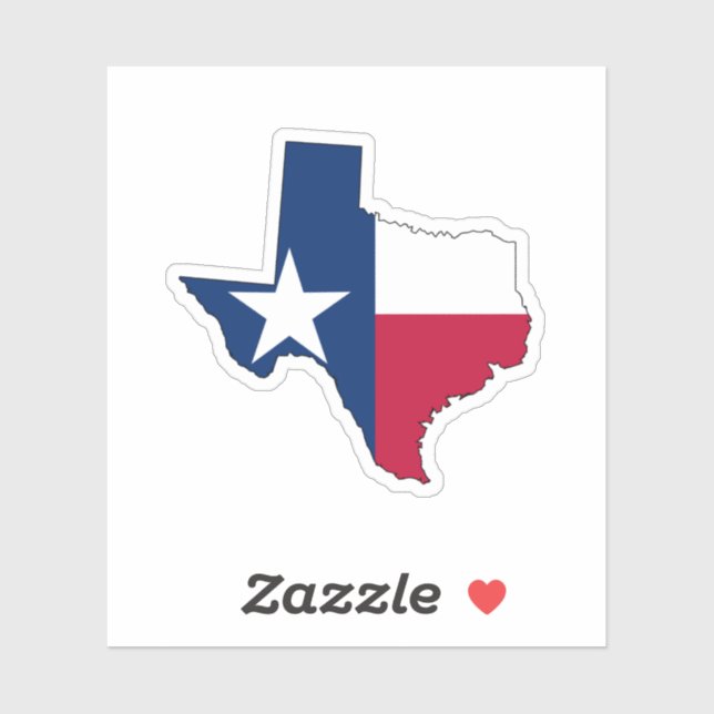 Texas Map Outline and Flag Sticker (Sheet)