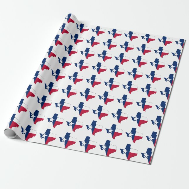 Texas Map Outline and Flag Wrapping Paper (Unrolled)