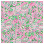 Texas Map Pink &amp; Green Preppy Pattern Fabric