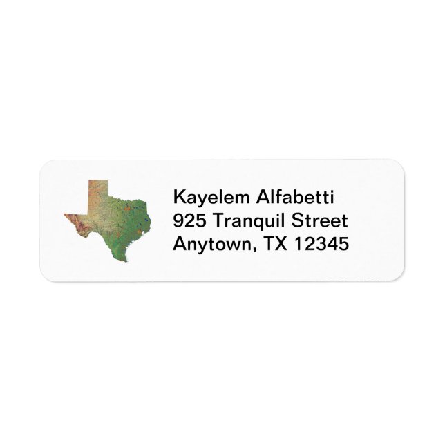 Texas Map Return Address Label (Front)