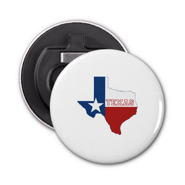 Texas Map Shaped State Flag Bottle Opener (Front)