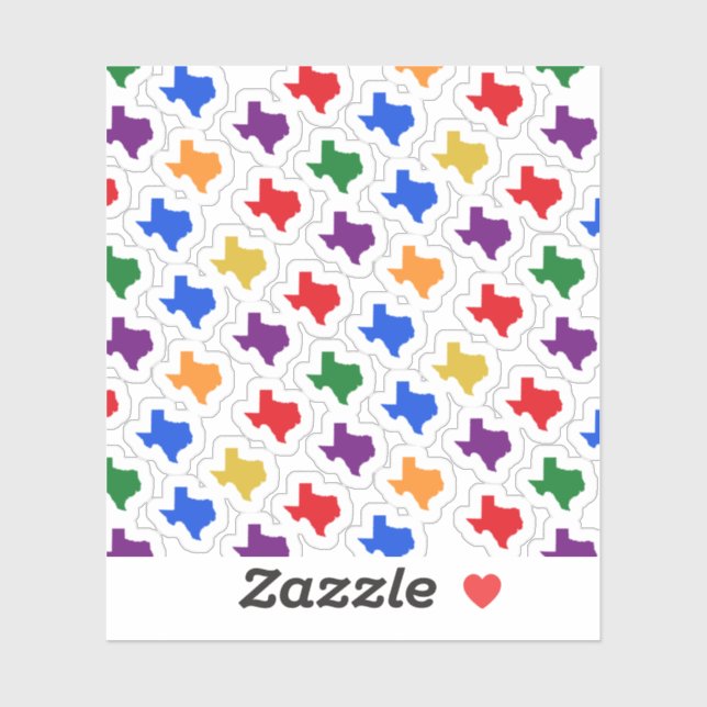 Texas Map Silhouette Rainbow Pattern Sticker (Sheet)