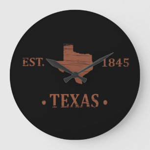 Texas map the lone star state large clock
