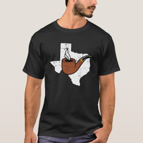 Texas Map Tobacco Pipe Smoking Hobby Briar Pipe Sm T_Shirt