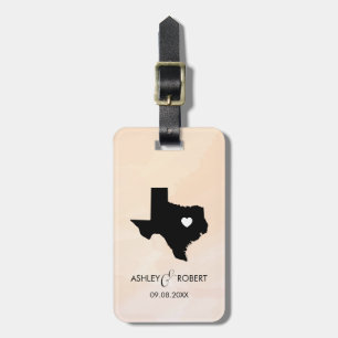 Texas Map Wedding Luggage Tag, Custom Gift Tag