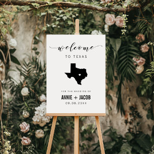 Texas Map Wedding Welcome Sign, Foam Board