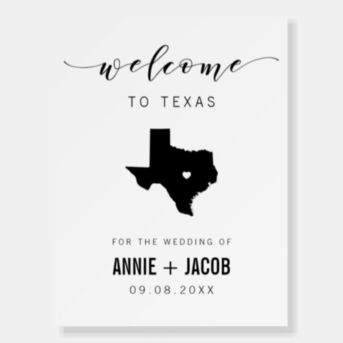 Texas Map Wedding Welcome Sign Foam Board