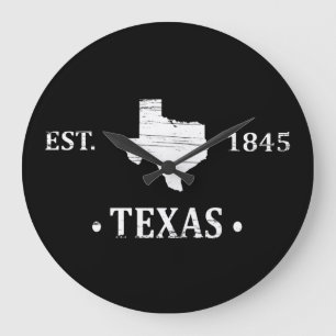 Texas map white the lone star state large clock