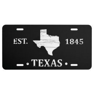 Texas map white the lone star state license plate