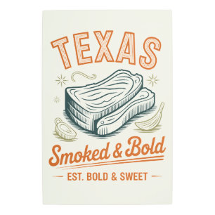 Texas Metal Art Print Smoked & Bold State Sign