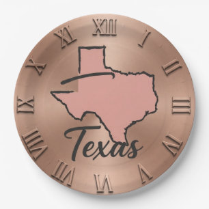 Texas Minimalist Copper Map Paper Plates