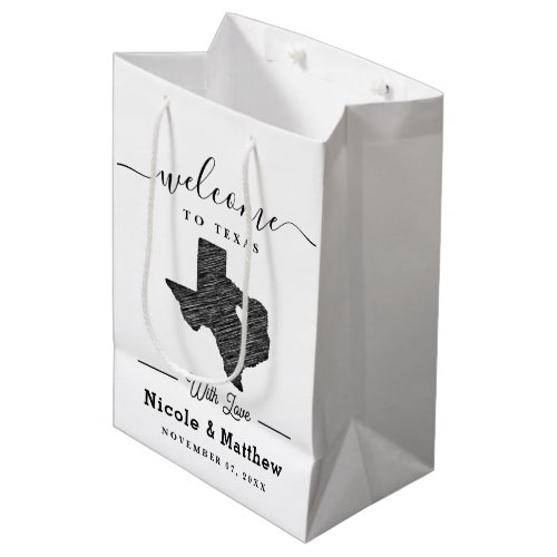 Texas Minimalist Texan Map Wedding Welcome Medium Gift Bag