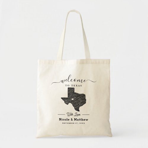 Texas Minimalist Texan Map Wedding Welcome Tote Bag