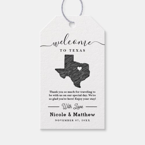 Texas Minimalist Wedding Welcome Gift Tags