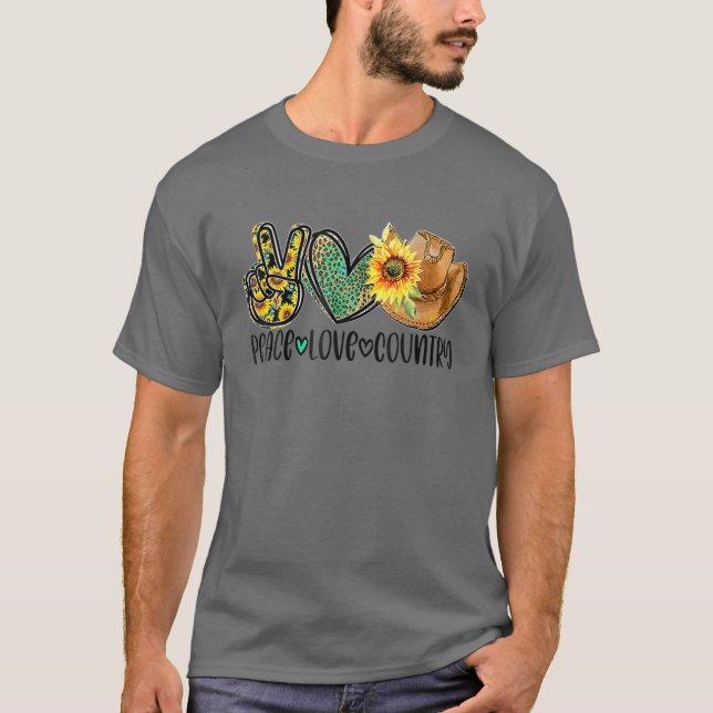 Texas Mom Peace Love Country Cowboy Howdy Hat T-Shirt (Front)