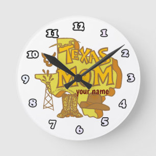 Texas Mom Round Clock