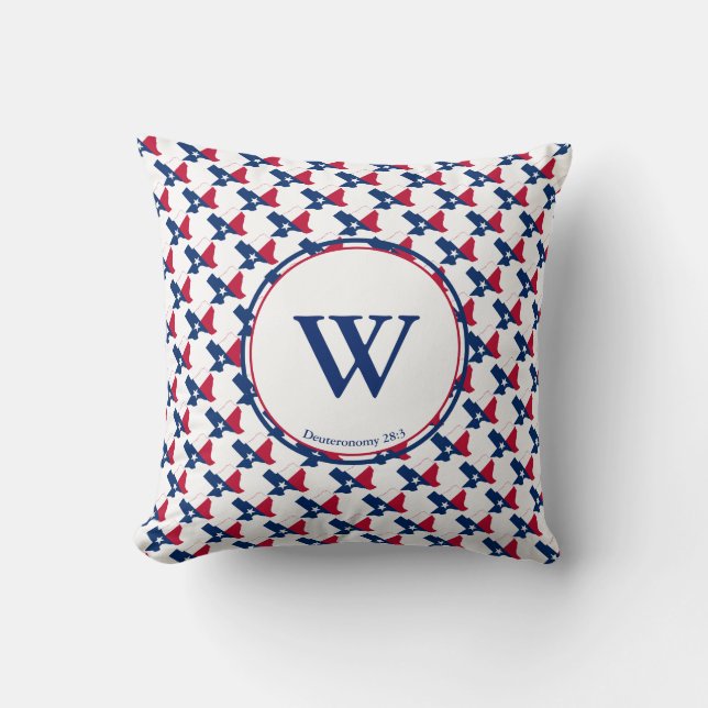 TEXAS Monogram Christian Blessed City Field Throw Pillow (Front)