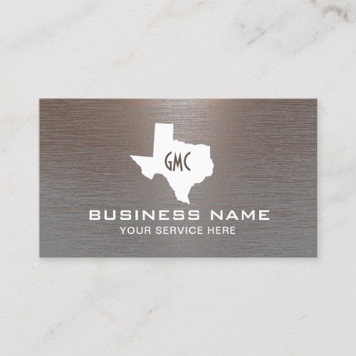 Texas Monogram Logo Faux Copper Metal Business Card