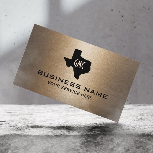 Texas Monogram Logo Stylish Bronze Texture Business Card