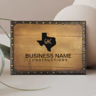 Texas Monogram Logo Vintage Leather & Wood Business Card Texas Monogram Logo Vintage Leather & Wood Business Card