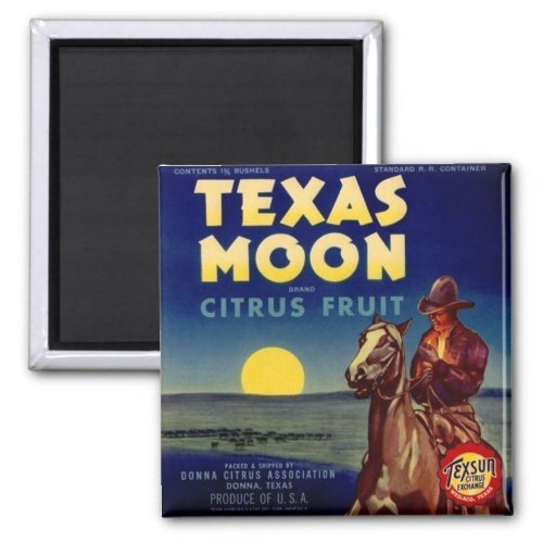 Texas Moon Citrus Fruit Crate Label Magnet