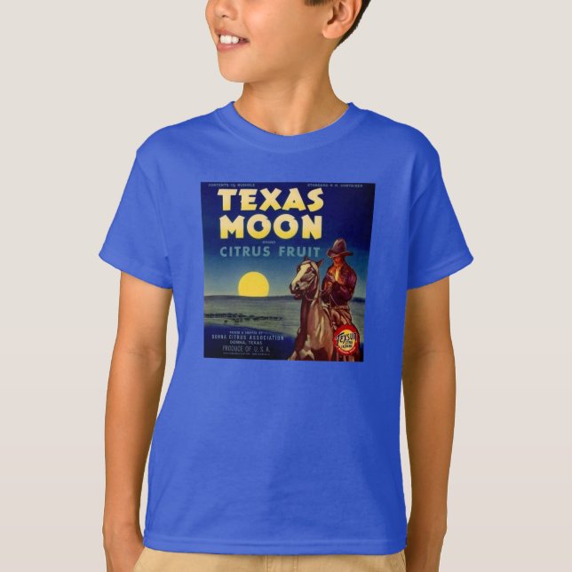 Texas Moon Citrus Fruit Crate Label T-Shirt (Front)