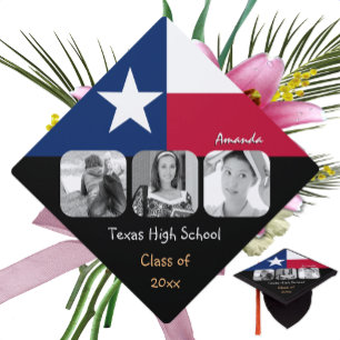 Texas, Multi Photo grad hat, Texas Flag Graduation Cap Topper