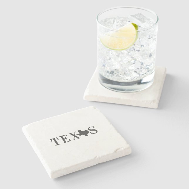 Texas Name State Shaped Letter Word Art Stone Coaster (Side)