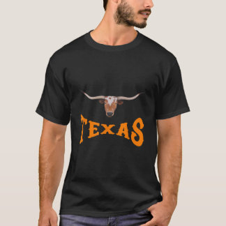 Texas Name With Longhorn Steers Head  T-Shirt
