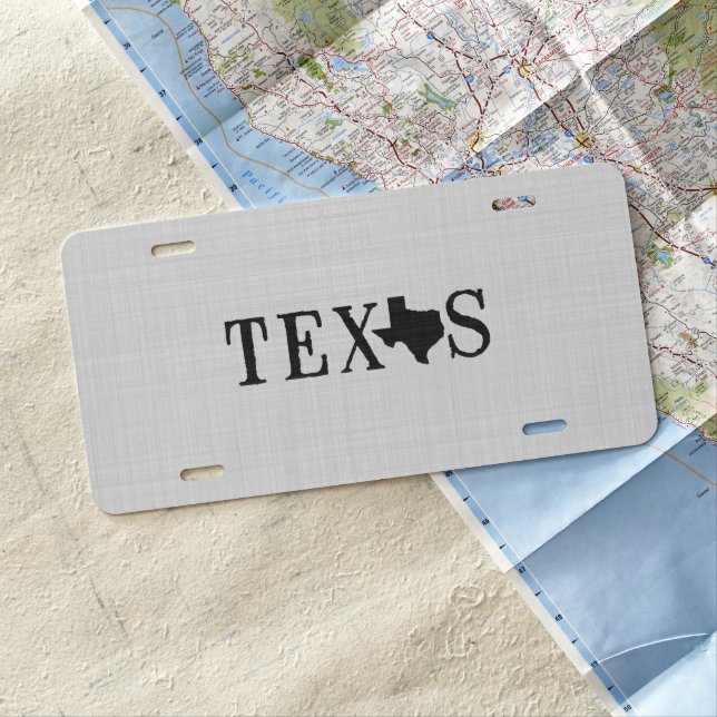 Texas Name with State Shaped Letter License Plate (In Situ)