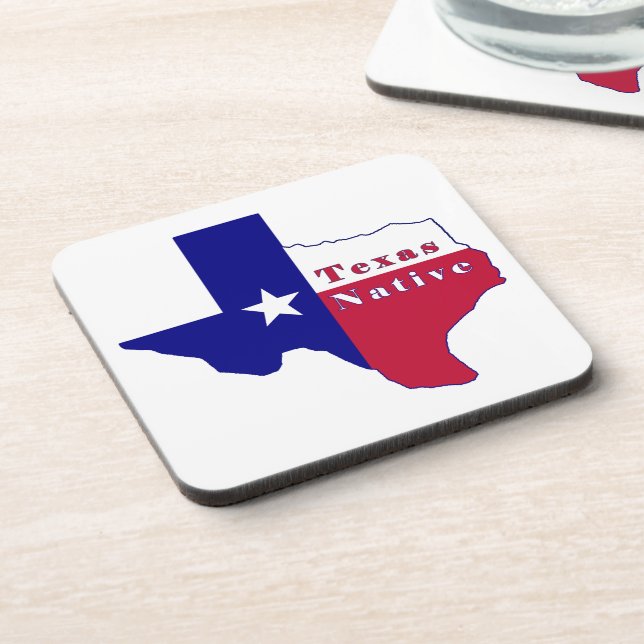 Texas Native Flag Map Beverage Coaster (Left Side)