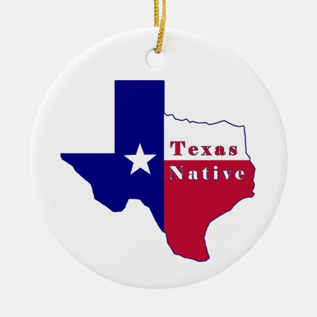 Texas Native Flag Map Ceramic Ornament (Front)