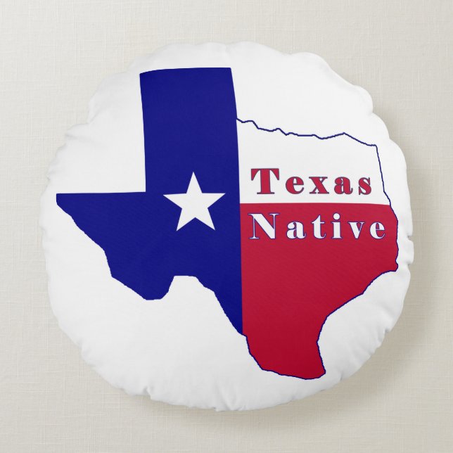 Texas Native Flag Map Round Pillow (Front)