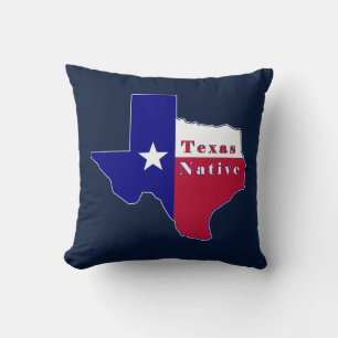 Texas Native Flag Map Throw Pillow