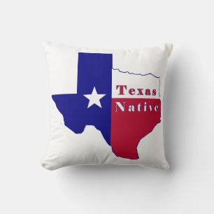 Texas Native Flag Map Throw Pillow