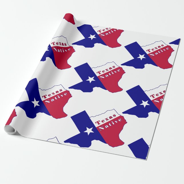Texas Native Flag Map Wrapping Paper (Unrolled)