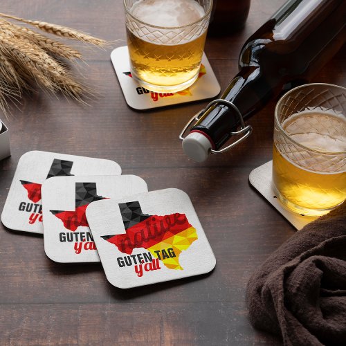 Texas Native Polygon German Flag Square Paper Coaster