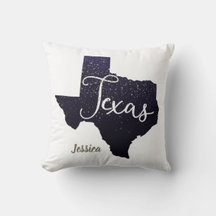 Texas Night Stars State Shape Throw Pillow
